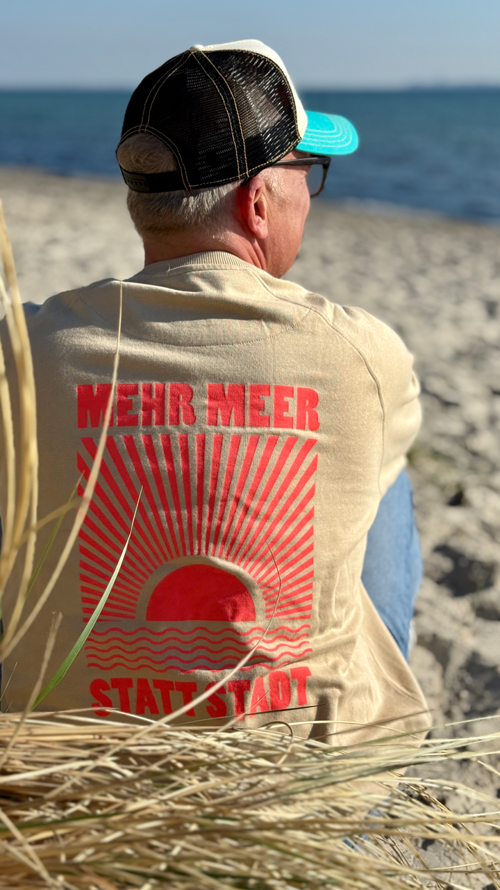Sweater unisex "Mehr Meer statt Stadt" (beige)