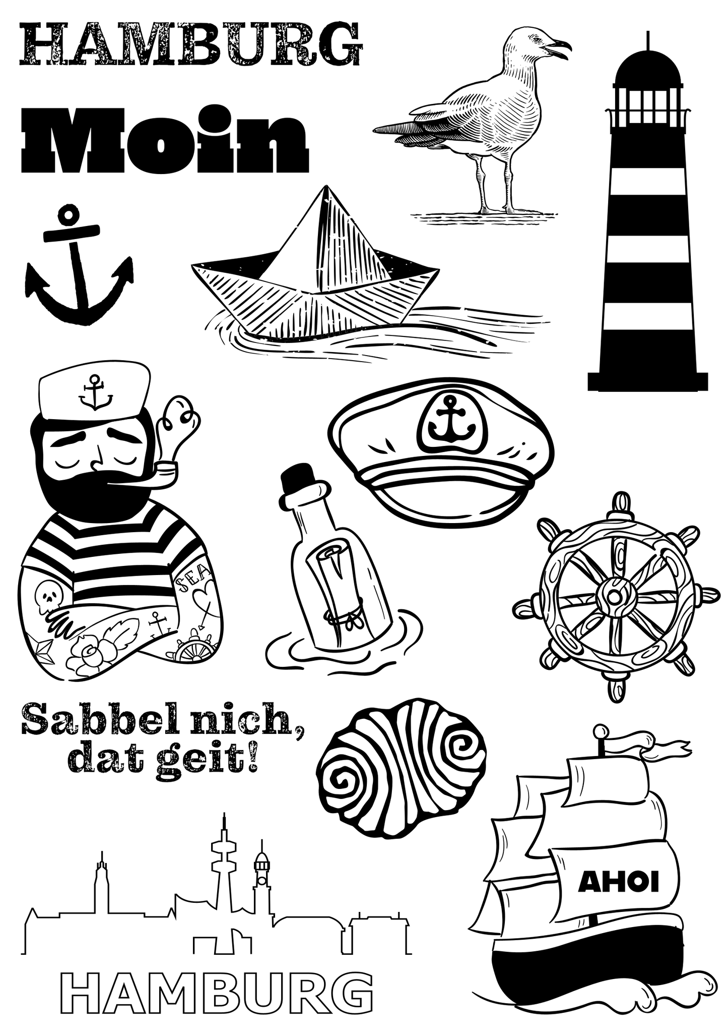 Siebdruck-Set: Hamburg