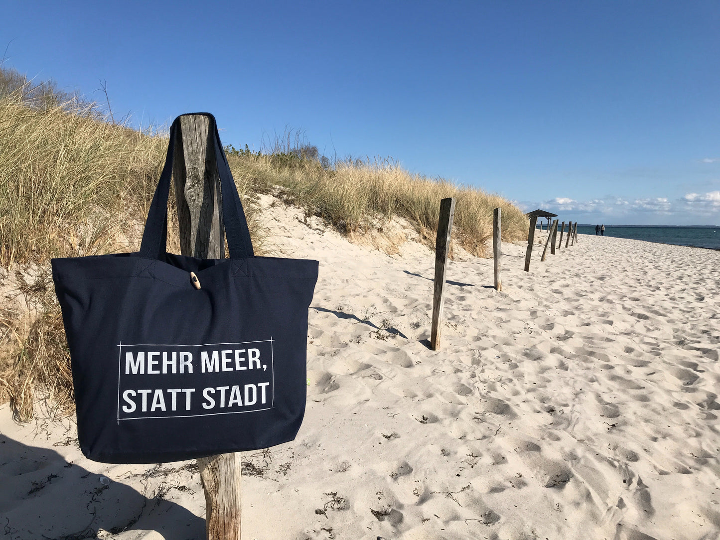 Organic Marina Bag blau "Mehr Meer, statt Stadt"