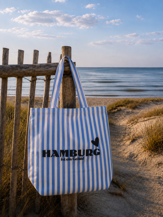 Grooter Büdel "Hamburg ist ein Gefühl" (blau-gestreift)