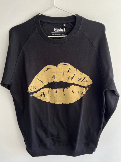 Sweater unisex "Kussmund" (schwarz)