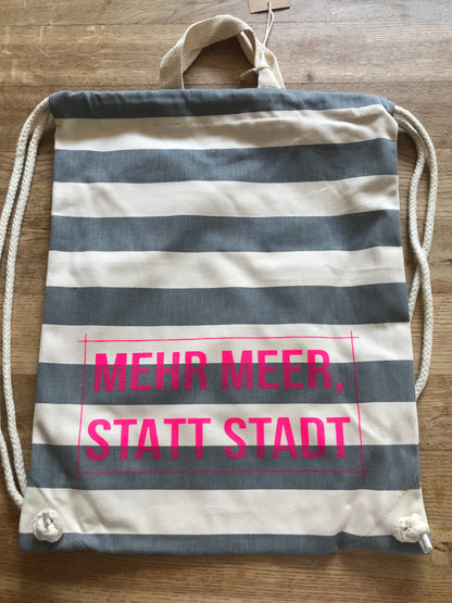 Nautical Gymsac "Mehr Meer, statt Stadt" (großer Schriftzug)